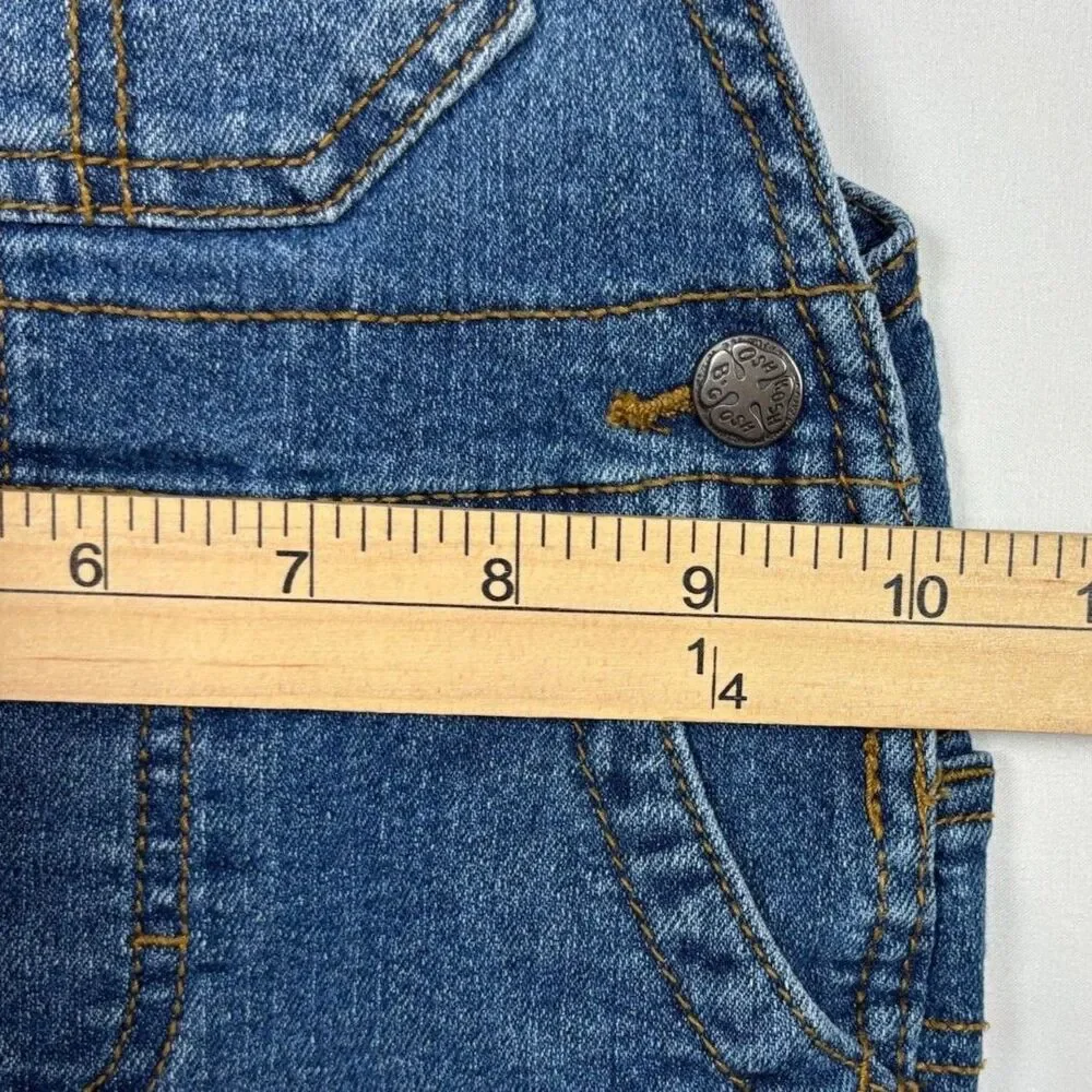 OshKosh B'gosh Baby Overalls 9M Dark Wash Stretch Denim Bibs Vestbak Classic